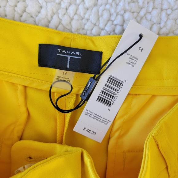 NWT Tahari Yellow Gold Canary Womens Twill Shorts Colorful Summer Size 14 - Picture 5 of 11